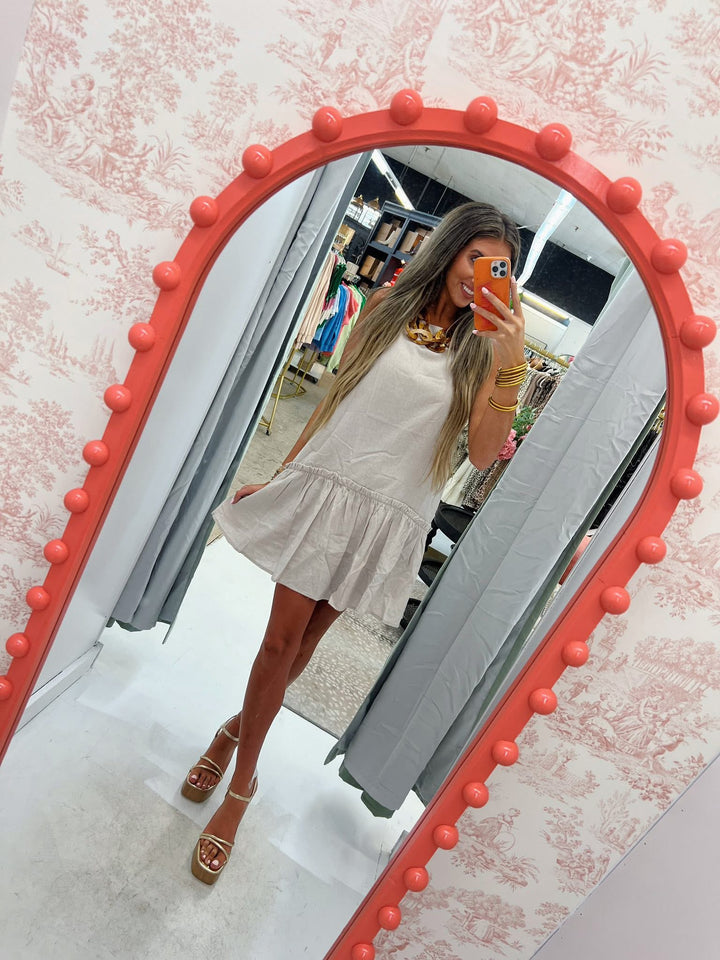 Linen Breeze Drop-Waist Dress