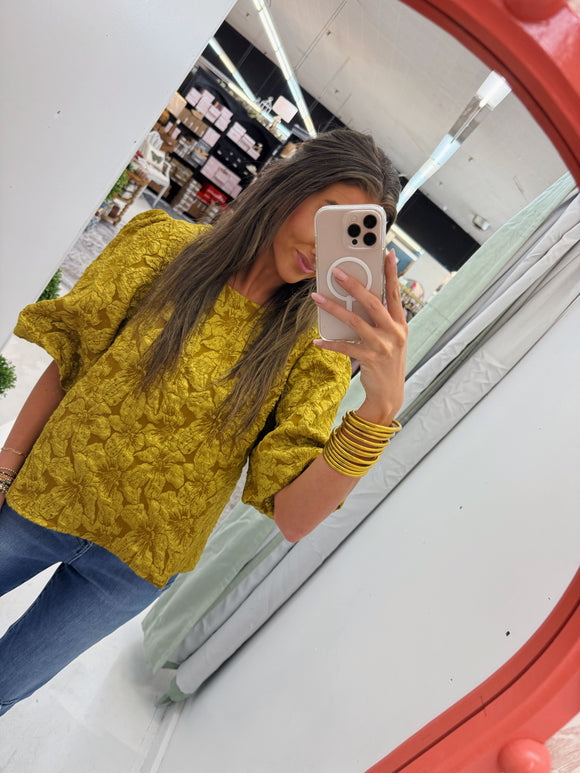 Mustard Puff Sleeve Blouse