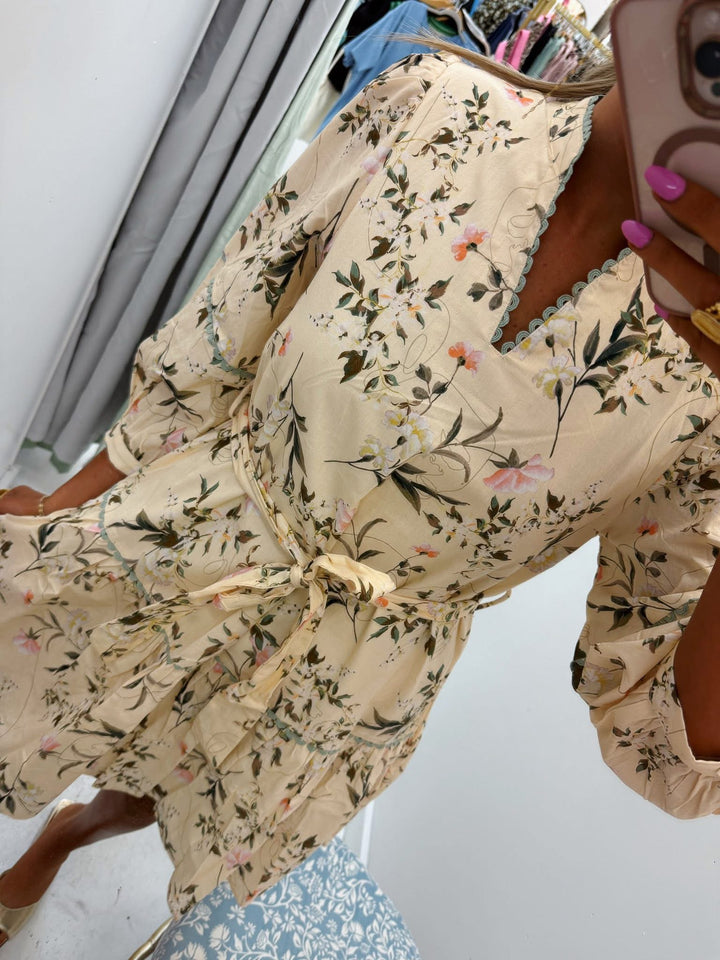Cream Floral Dress