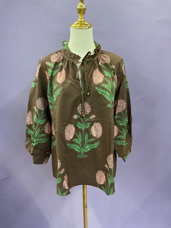 Floral Brown Top