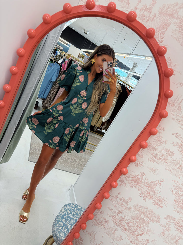 Hunter Green Floral Dress