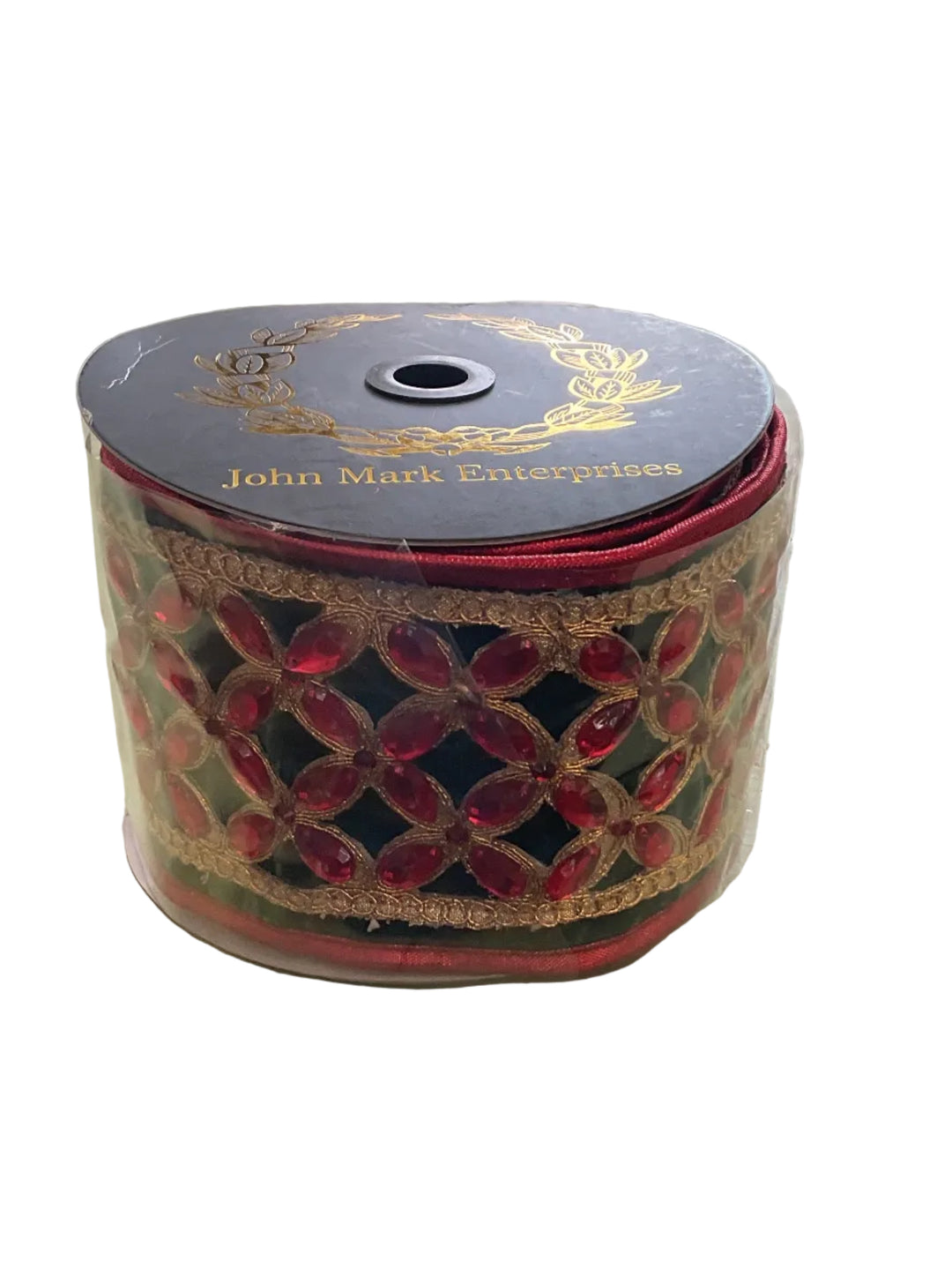 John Mark Green Velvet Red Floret Center 4x5yd