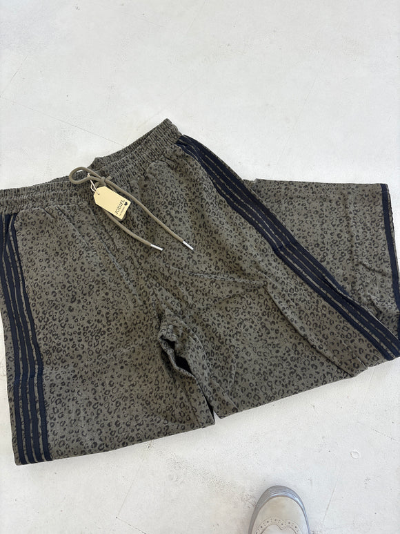 Leopard olive pull on pants