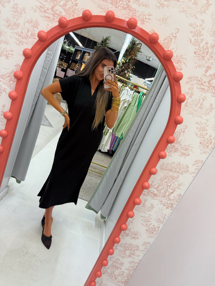 Black maxi collared dress