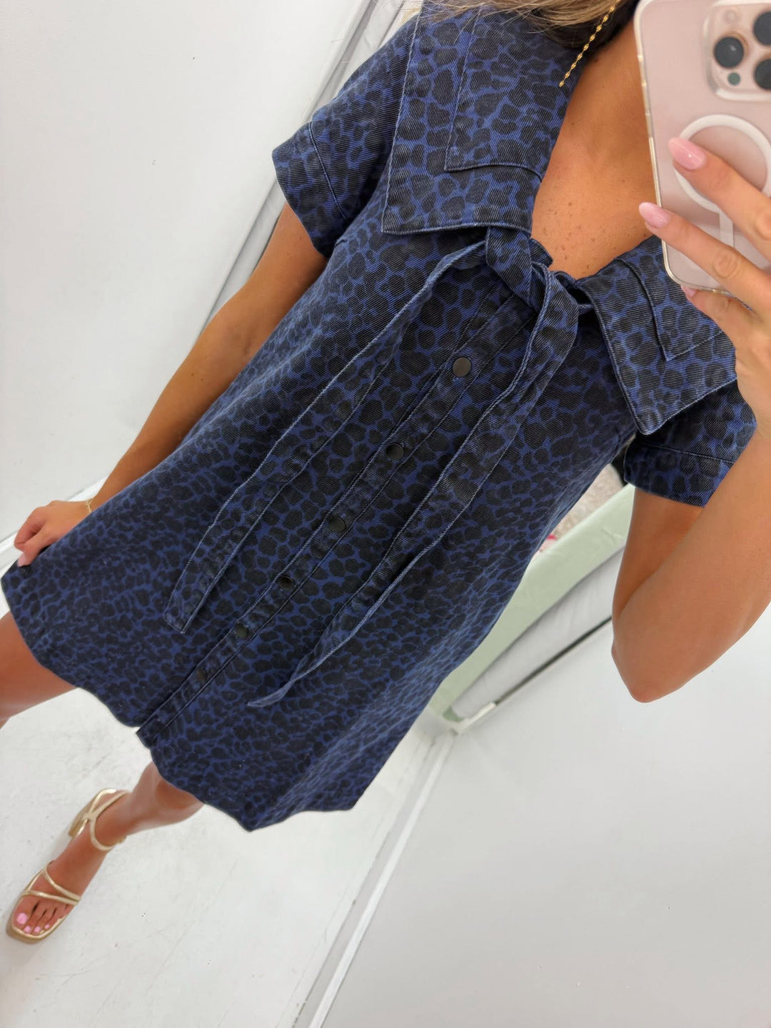 Midnight Leopard Tie-Front Dress