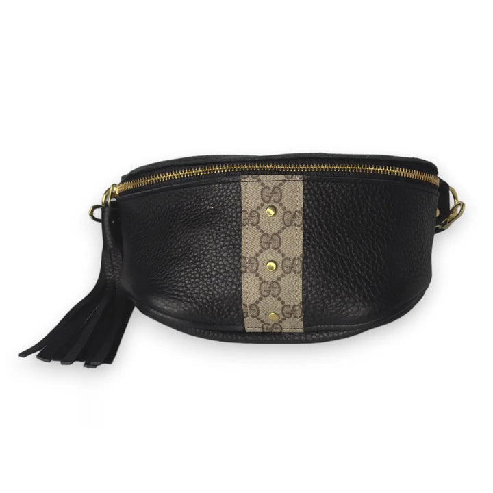 Britt Belt Bag in Black Leather | Upcycled Gucci