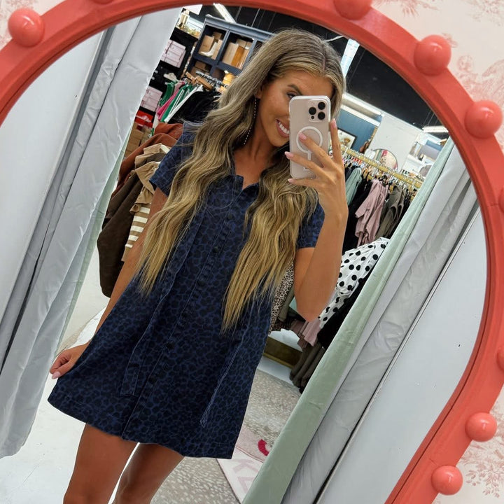 Midnight Leopard Tie-Front Dress