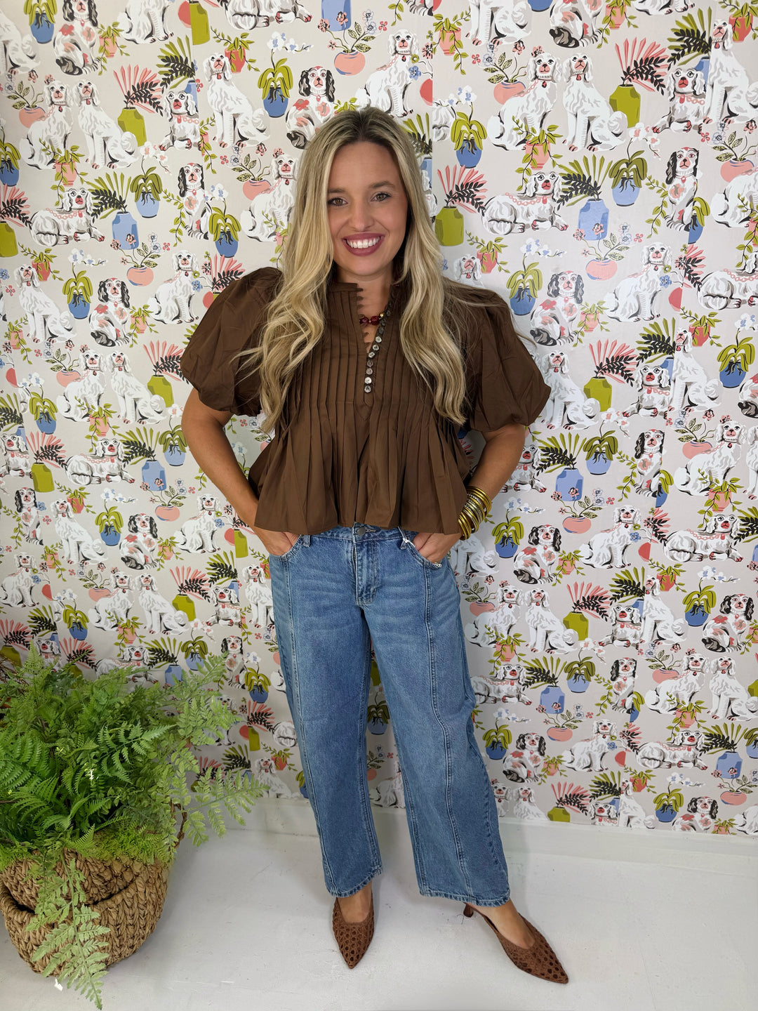 The Cocoa Charm Button Top
