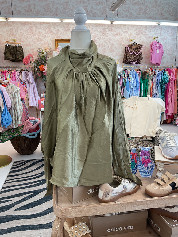 Draped collar blouse