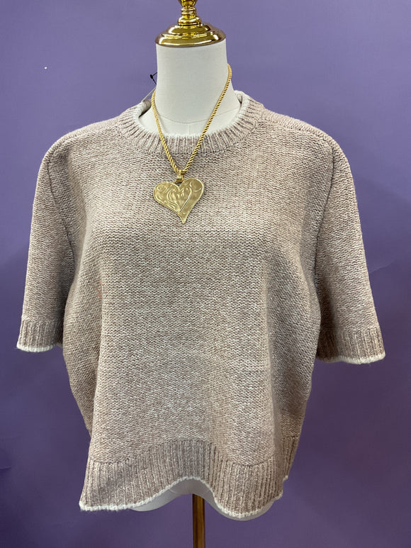 Cream short sleeve sweater