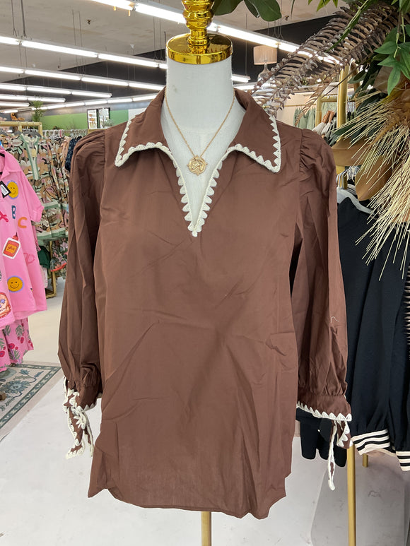 Brown Embossed Shirt