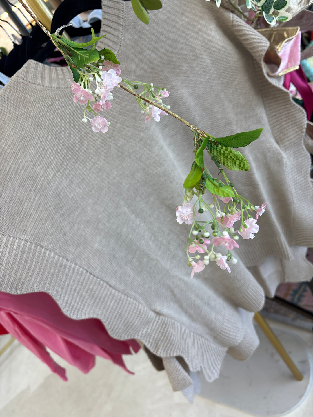 Simply Sweet Scalloped Tie Sweater