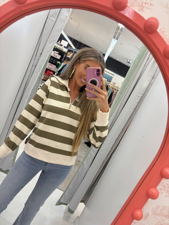 Olive Grove Stripe Pullover
