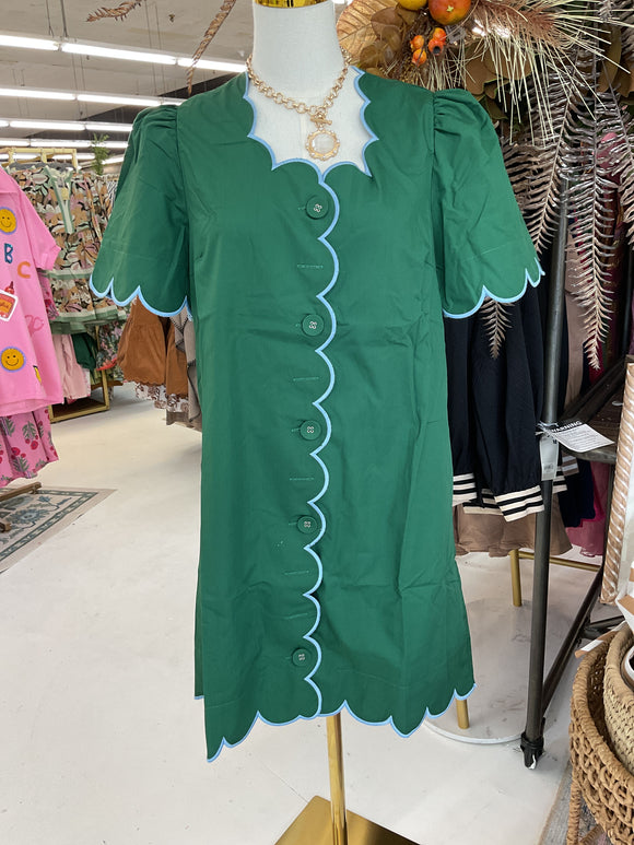 Green Scalloped Dress