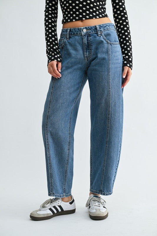 Seamed Barrel Jean | JUST BLACK DENIM