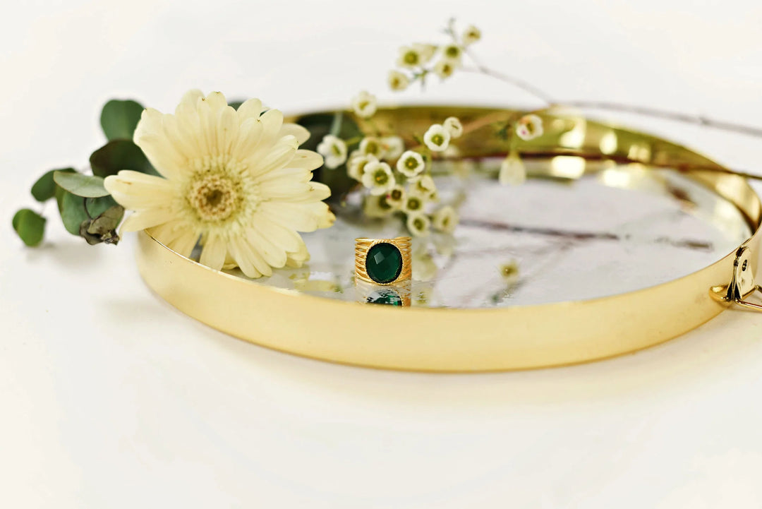 Oval Statement Ring in Green | TATUM JAMES DESIGNS