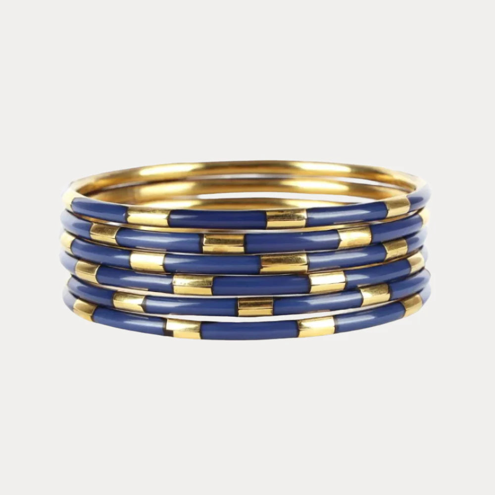 NAVY VEDA BANGLES - SET OF 6
