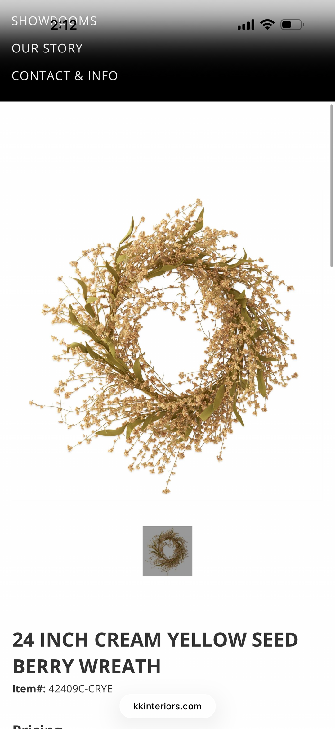 24 INCH CREAM YELLOW SEED BERRY WREATH