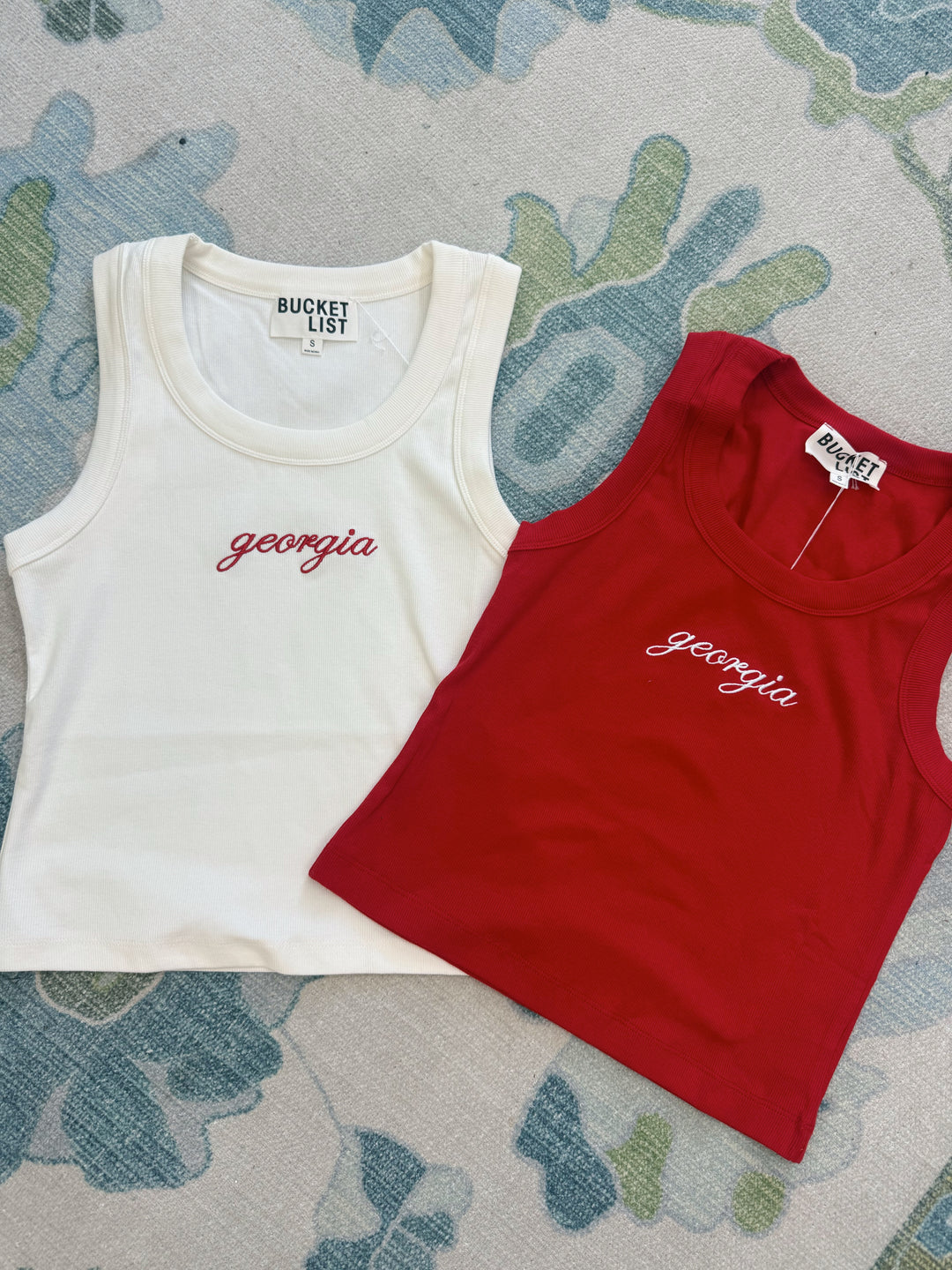 Georgia Embroidered Ribbed Tank Top