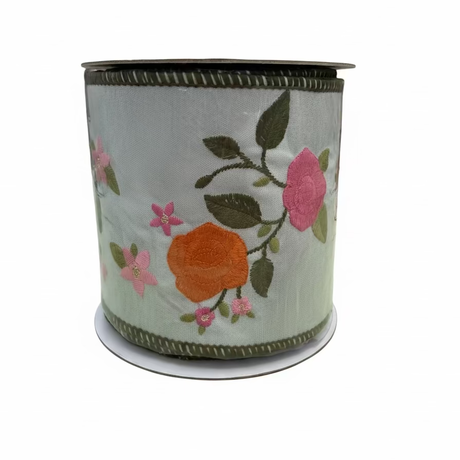 JOHN MARK | Embroidered Floral Vine - Dupion-4x5yd
