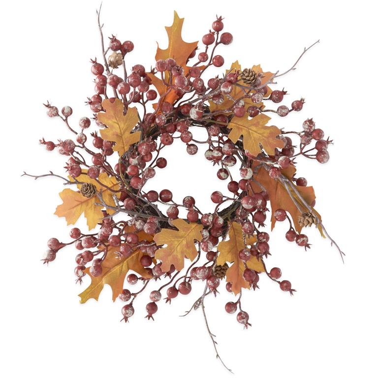 14 Inch Rosehip Twig &amp; Pinecone Candle Ring