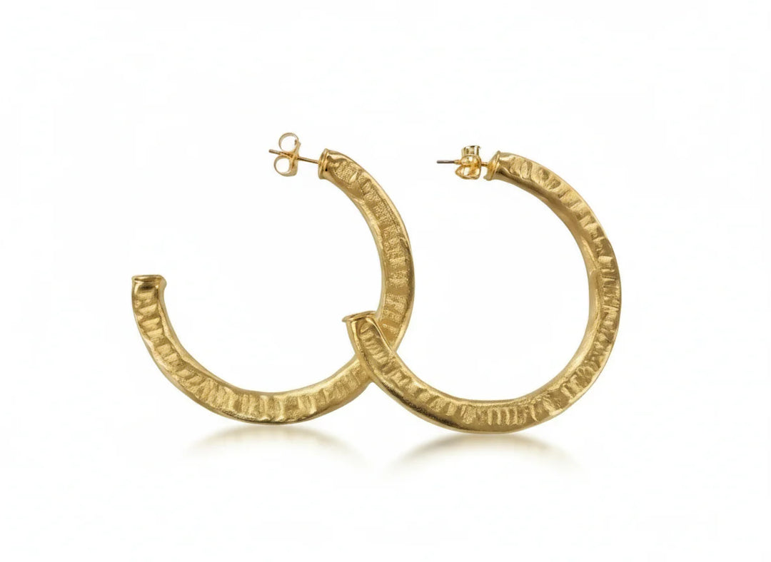 Sheila Fajl | Hammered Arlene Hoops- Brushed 18K Gold Plated