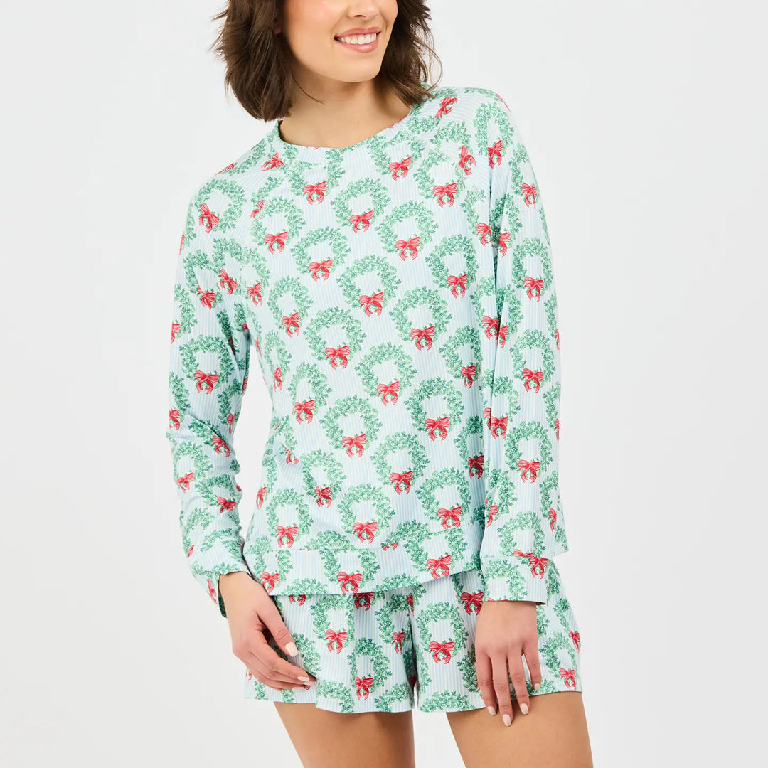 Pj Annie Wreath &amp; Ribbon Short Set