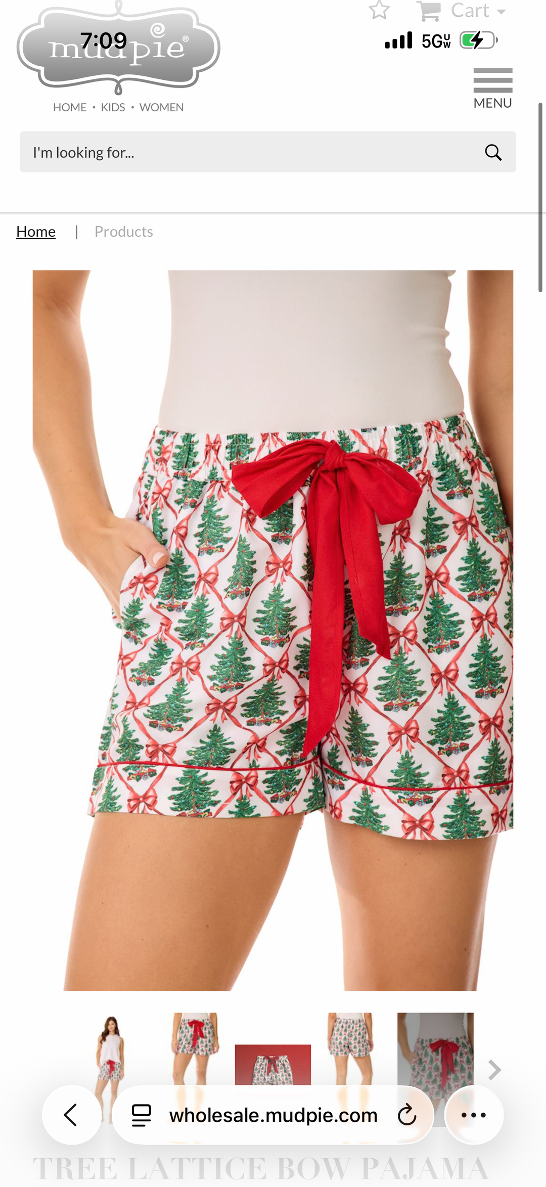 TREE LATTICE BOW PAJAMA SHORTS