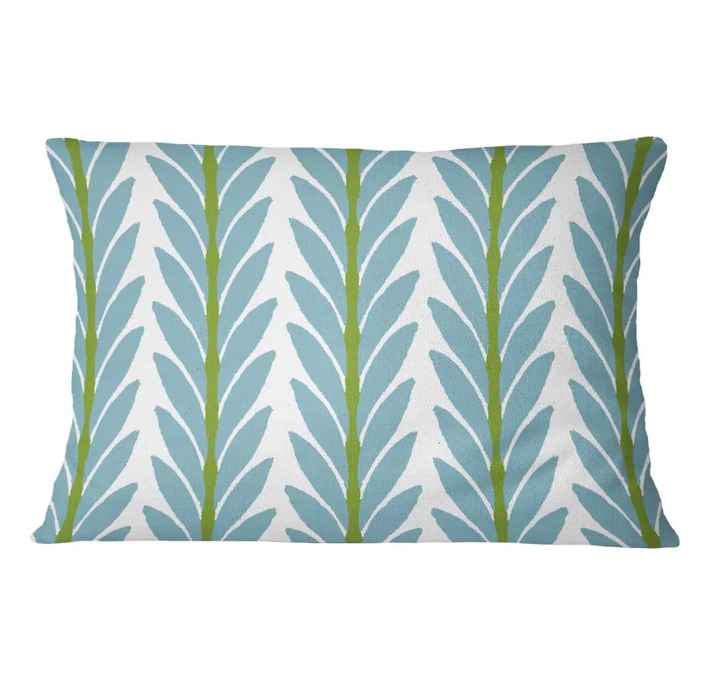 LAURA PARK | Frond French Blue Outdoor Pillow 14" x 20" Lumbar