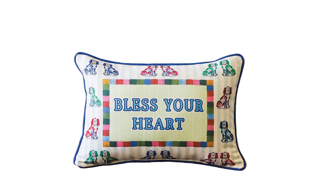 BLESS YOUR HEART STRIPE DOUBLE DOGS PILLOW