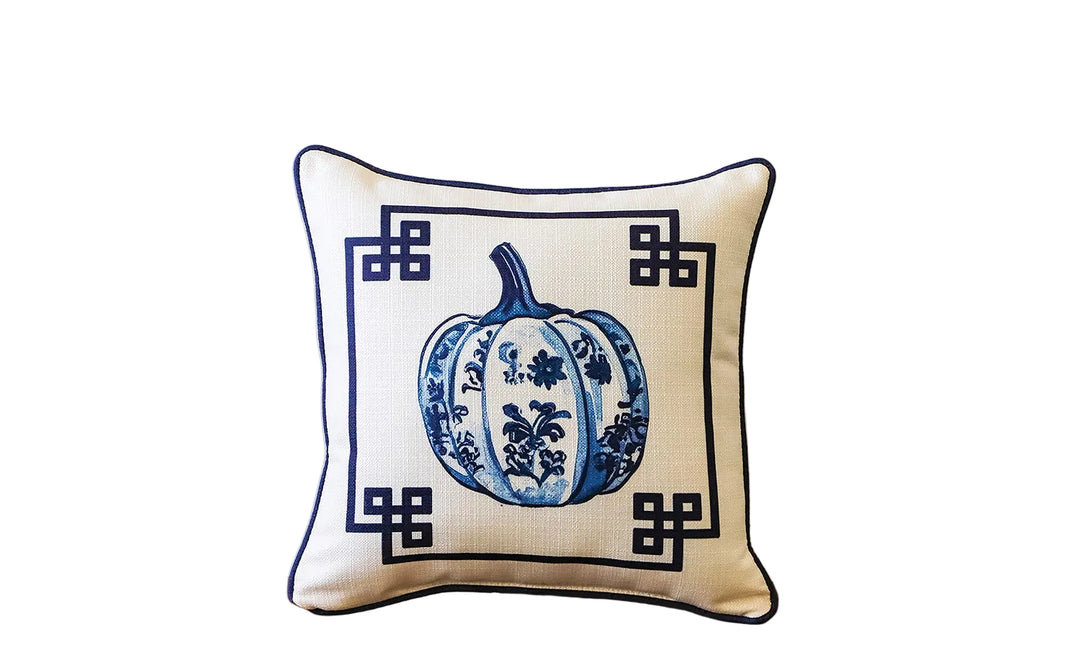 GREEK KEY CHINOISERIE PUMPKIN PILLOW