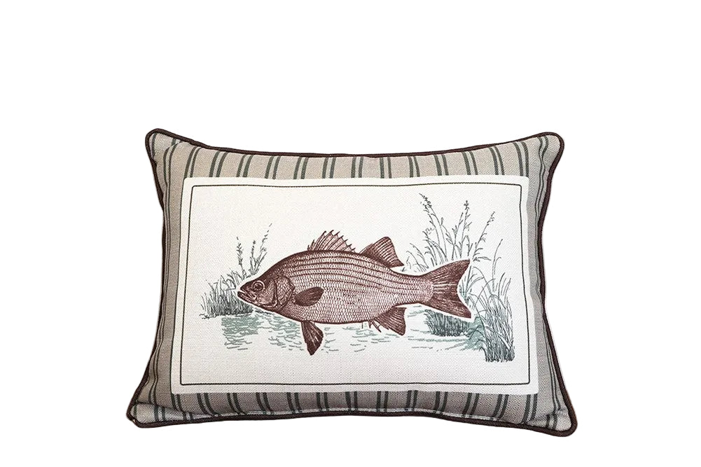 GREEN &amp; BROWN BASS STRIPE PILLOW
