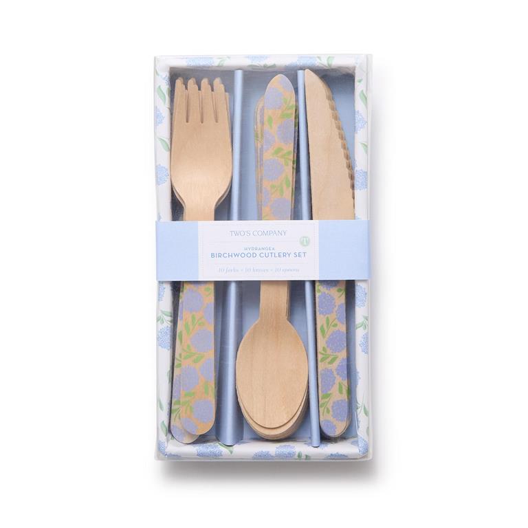 Hydrangea 30 Pc Birchwood Cutlery Set in GB