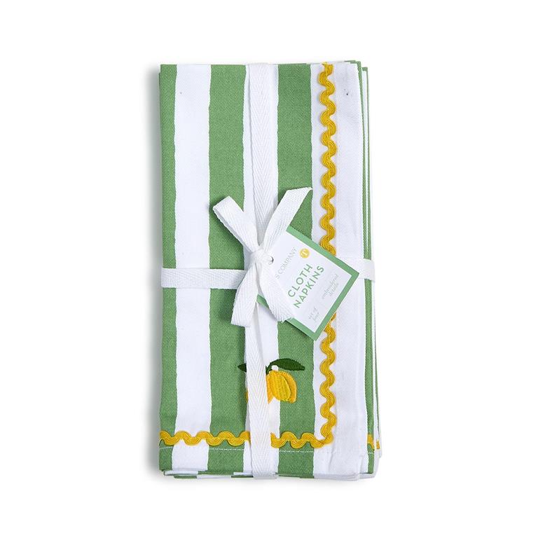 Lemon Embroidered Cloth Dinner Napkins