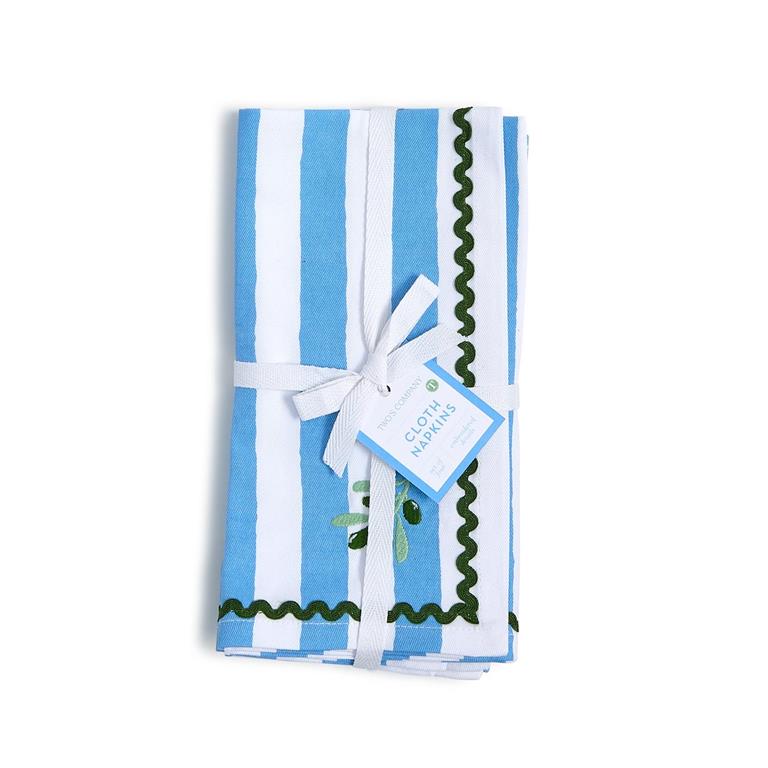 Olive Embroidered Cloth Dinner Napkins