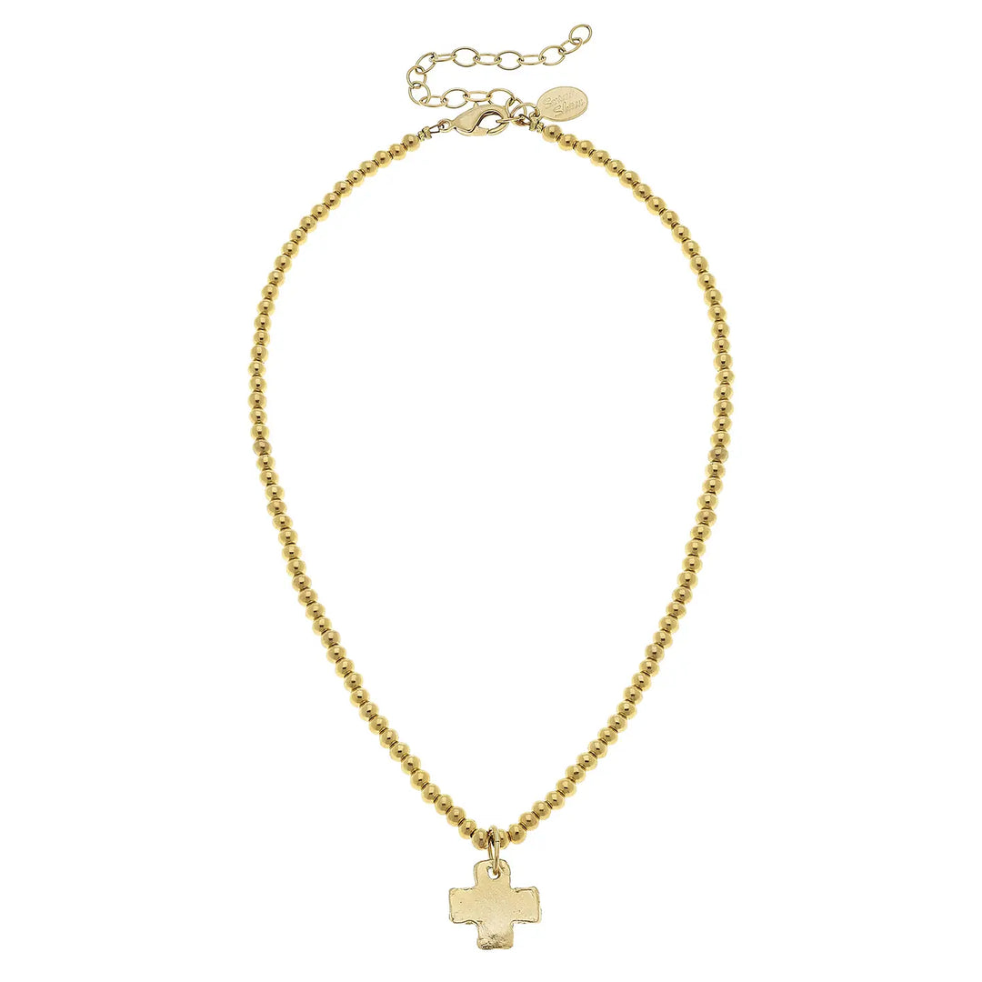 SUSAN SHAW | Gold Beaded Cross