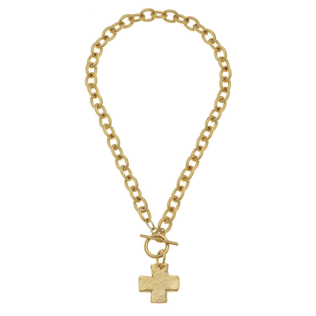 Gold Cross Toggle Necklace | SUSAN SHAW